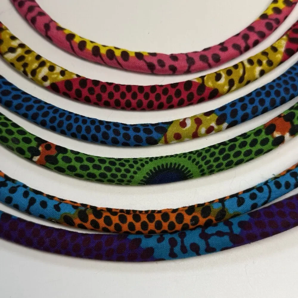 African Ankara Fabric Wrapped Multi 6 Layer Necklace